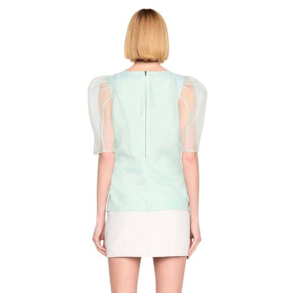 Marie Oliver Addie Short Sleeve Blouse Oasis Seafoam Blue Green S QuietLuxury - Picture 5 of 6